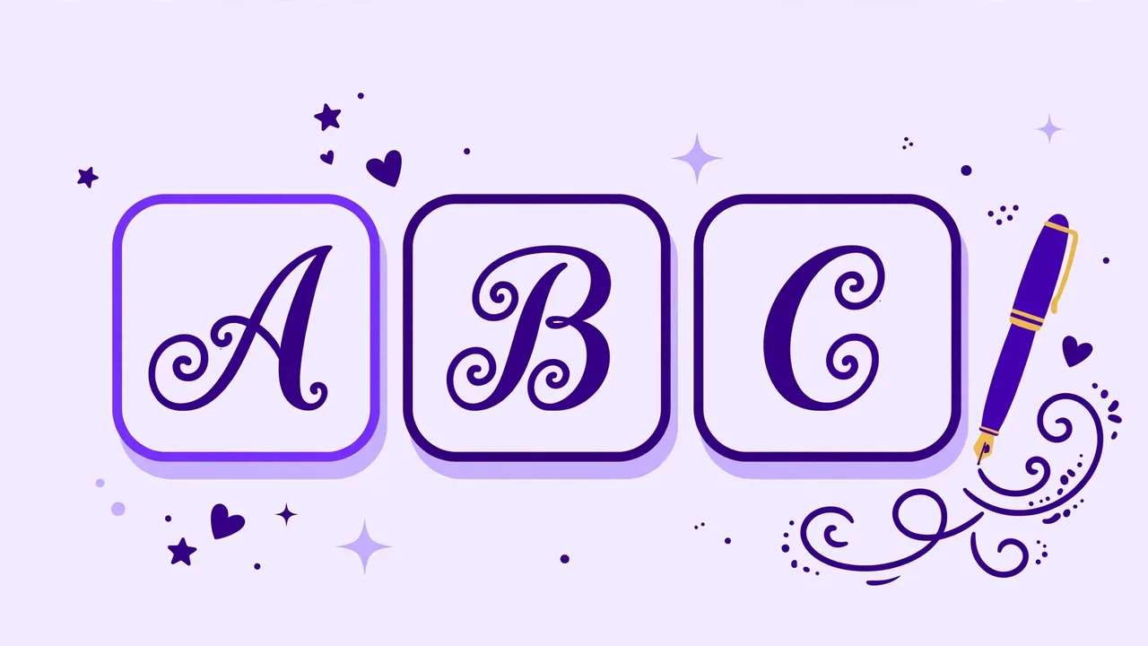 Abecedario en letras cursivas (A–Z)
